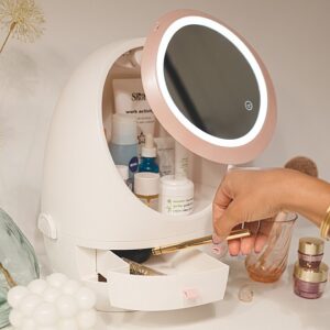 Organizador de maquillaje con espejo y luz