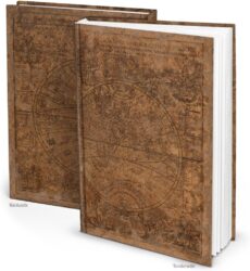 Cuaderno de hoja blanca DIN A4 en tapa dura con mapamundo vintage Logbuch Verlag