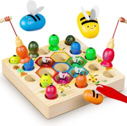Juego magnético de pesca de madera Montessori