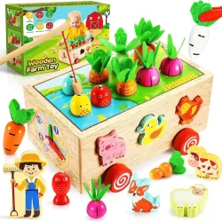 Juguete de granja de madera educativo con 8 juegos Toyzey
