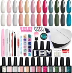 Kit de manicura y uñas con gel semipermanente con luz led UV 36W, 12 Colores de Phoneixy