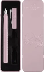 Pluma estilográfica rosa en estuche metálico de regalo Faber Castell
