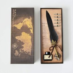 Pluma estilográfica vintage con botella de tinta en caja de regalo Mreechan