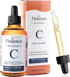 Suero hidratante, antiarrugas y antimanchas facial orgánico Bio Sérum Facial Florence Bio Cosmesi Siero Viso BIO, con vitamina C, E y ácido hyalurónico