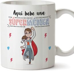 Taza de cerámica Aquí bebe una supermédica de Mugffins (350 ml)
